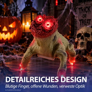 LED Laufende Zombi-Hand Licht Sound Bewegung 13x18x17cm TPR PP batteriebetrieben leuchtend blutige abgetrennte Hand Horrordekoration Gruseleffekt animiert