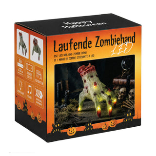 LED Laufende Zombi-Hand Licht Sound Bewegung 13x18x17cm TPR PP batteriebetrieben leuchtend blutige abgetrennte Hand Horrordekoration Gruseleffekt animiert