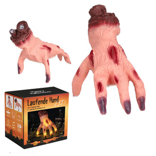 LED Laufende Grusel-Hand Licht Sound Bewegung 13x18x17cm TPR PP batteriebetrieben leuchtend blutige abgetrennte Hand Horrordekoration Gruseleffekt animiert