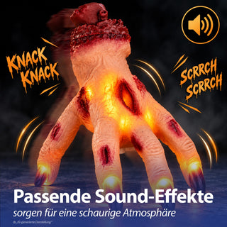 LED Laufende Grusel-Hand Licht Sound Bewegung 13x18x17cm TPR PP batteriebetrieben leuchtend blutige abgetrennte Hand Horrordekoration Gruseleffekt animiert