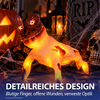 LED Laufende Grusel-Hand Licht Sound Bewegung 13x18x17cm TPR PP batteriebetrieben leuchtend blutige abgetrennte Hand Horrordekoration Gruseleffekt animiert