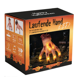 LED Laufende Grusel-Hand Licht Sound Bewegung 13x18x17cm TPR PP batteriebetrieben leuchtend blutige abgetrennte Hand Horrordekoration Gruseleffekt animiert