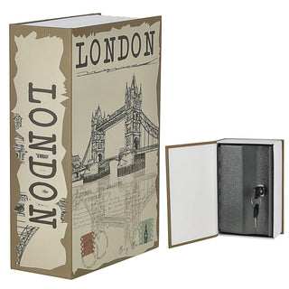 Tresor Buch London 11,5x18x5,5cm Metall Papier 2 Schlüssel Buchsafe Geldversteck Minitresor Versteck für Wertsachen