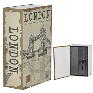 Tresor Buch London 11,5x18x5,5cm Metall Papier 2 Schlüssel Buchsafe Geldversteck Minitresor Versteck für Wertsachen