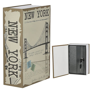 Tresor Buch New York 11,5x18x5,5cm Metall Papier 2 Schlüssel Buchsafe Geldversteck Minitresor Versteck für Wertsachen