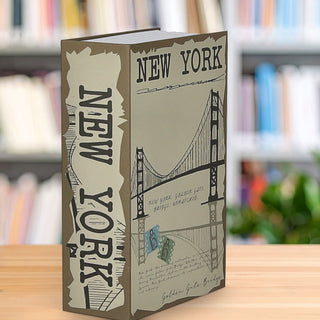 Tresor Buch New York 11,5x18x5,5cm Metall Papier 2 Schlüssel Buchsafe Geldversteck Minitresor Versteck für Wertsachen