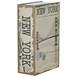 Tresor Buch New York 11,5x18x5,5cm Metall Papier 2 Schlüssel Buchsafe Geldversteck Minitresor Versteck für Wertsachen
