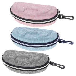 Brillenetui 3er Set Leinenoptik Reißverschluss PVC 15x6x3cm hellblau hellgrau rosa Etui Brillenbox Hartschalenetui Schutzbox Aufbewahrungsbox