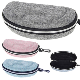 Brillenetui 3er Set Leinenoptik Reißverschluss PVC 15x6x3cm hellblau hellgrau rosa Etui Brillenbox Hartschalenetui Schutzbox Aufbewahrungsbox