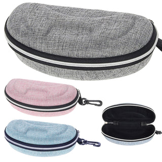 Brillenetui 3er Set Leinenoptik Reißverschluss PVC 15x6x3cm hellblau hellgrau rosa Etui Brillenbox Hartschalenetui Schutzbox Aufbewahrungsbox