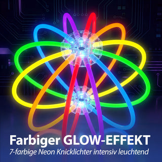 Knicklichter Party Set 230tlg. 7 Neon-Farben H20cm Kunststoff 4 Ohrringe 2 Haarreife 100 Verbinder für Brille Ball Herz Schmetterling