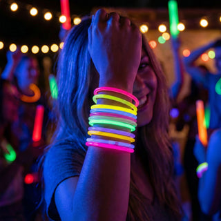 Knicklichter Party Set 230tlg. 7 Neon-Farben H20cm Kunststoff 4 Ohrringe 2 Haarreife 100 Verbinder für Brille Ball Herz Schmetterling