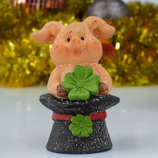 8/24x Glücksschwein 'Viel Glück' Geschenkbox Set 4fach sortiert 3x7cm Polyresin Silvester Neujahr Schwein Hufeisen Kleeblatt Glücksbringer