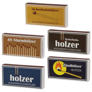 Streichhölzer 10er Pack à 48 Stück 5 Motive 10cm Karton Zündhölzer Sturmhölzer Sicherheitshölzer Streichholzschachtel Anzünder