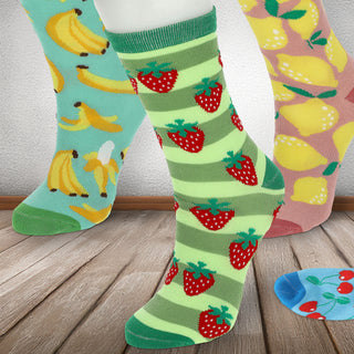 Damensocken Fruits 4er Pack onesize 36-41 bunt Polyester Baumwolle Elasthan 4 Motive Strümpfe Socken Frauensocken