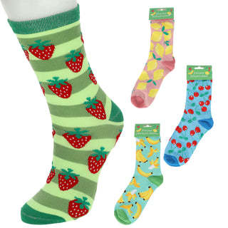 Damensocken Fruits 4er Pack onesize 36-41 bunt Polyester Baumwolle Elasthan 4 Motive Strümpfe Socken Frauensocken
