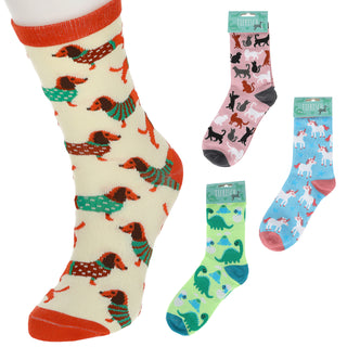 Damensocken Animals 4er Pack onesize 36-41 bunt Polyester Baumwolle Elasthan 4 Motive Strümpfe Socken Frauensocken