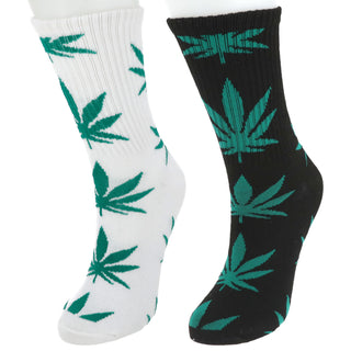 Damensocken Cannabis 4er Pack onesize 36-41 weiß schwarz Polyester Baumwolle Elasthan Strümpfe Motivsocken Socken