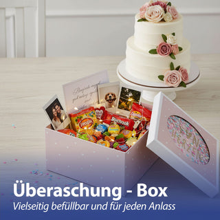 Boxenset 'Von Herzen' 3er Set Glitzer Sichtfenster 3 Größen quadratisch rosa Papier 900gsm Schachteln Kreismotiv Deckel Geschenkboxen