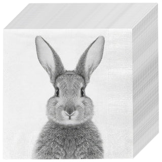 Servietten 'Hase' 80er Set 33x33cm 3-lagig Papierserviette weiß grau Hasenmotiv für Ostern stoffähnlich Tuch Tischdeko