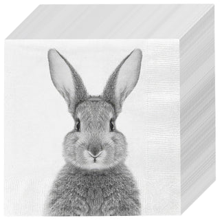 Servietten 'Hase' 80er Set 33x33cm 3-lagig Papierserviette weiß grau Hasenmotiv für Ostern stoffähnlich Tuch Tischdeko