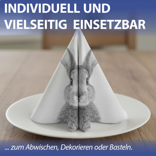 Servietten 'Hase' 80er Set 33x33cm 3-lagig Papierserviette weiß grau Hasenmotiv für Ostern stoffähnlich Tuch Tischdeko