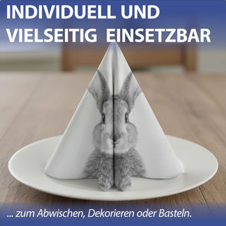 Servietten 'Hase' 80er Set 33x33cm 3-lagig Papierserviette weiß grau Hasenmotiv für Ostern stoffähnlich Tuch Tischdeko
