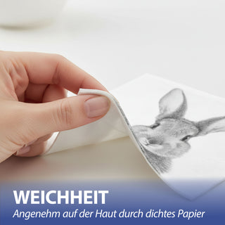 Servietten 'Hase' 80er Set 33x33cm 3-lagig Papierserviette weiß grau Hasenmotiv für Ostern stoffähnlich Tuch Tischdeko