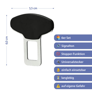 Universal Gurtalarm Stopper 6er Set TPR Eisen 5,5x0,7x6cm Gurtwarner Anschnallergeräusch deaktivieren Autozubehör Adapter