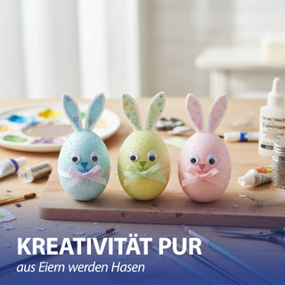 DIY Ostereier 24er Set zum Bemalen Styropor 4x6cm Styropor-Eier Osterdekoration Osternest Basteln Eier kreativ gestalten