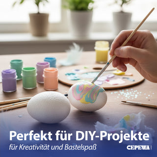 DIY Ostereier 6er Set zum Bemalen Styropor 8x12cm Styropor-Eier Osterdekoration Osternest Basteln Eier kreativ gestalten