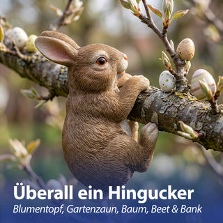 Blumentopfanhänger Hase 3er Set 5,5x10x5cm Polyresin Blumentopf Gartenzaun Häschen Osterhase Osterdekoration Topfhänger
