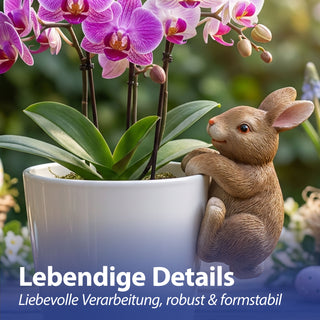 Blumentopfanhänger Hase 3er Set 5,5x10x5cm Polyresin Blumentopf Gartenzaun Häschen Osterhase Osterdekoration Topfhänger