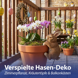 Blumentopfanhänger Hase 3er Set 5,5x10x5cm Polyresin Blumentopf Gartenzaun Häschen Osterhase Osterdekoration Topfhänger