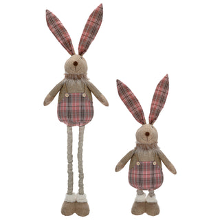 Osterhase 'Hoppel' mit Teleskopbeinen max. H115cm Polyester Metallbeine Rosatöne Hasenschuhe Osterdekoration ausziehbare Beine