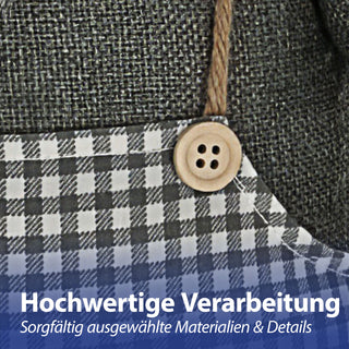 Osterhase 'Hoppel' mit Teleskopbeinen max. H115cm Polyester Metallbeine Blautöne Hasenschuhe Osterdekoration ausziehbare Beine