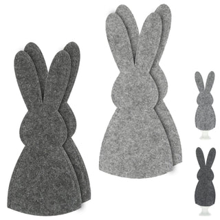 Eierwärmer Hase 6er Set Polyester Filz grau anthrazit 10,5x23cm Osterdekoration Eiermütze Eierhaube Eiüberzug Frühstückszubehör
