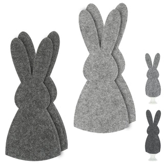 Eierwärmer Hase 6er Set Polyester Filz grau anthrazit 10,5x23cm Osterdekoration Eiermütze Eierhaube Eiüberzug Frühstückszubehör