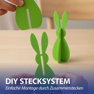 Hase zum Aufstellen 4er Set 'Rabbit' Polyester Filz H:20cm/30cm weiß gelb pink grün Osterdekoration Osterhase zum Stecken Dekofigur Steckfigur