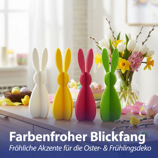 Hase zum Aufstellen 4er Set 'Rabbit' Polyester Filz H:20cm/30cm weiß gelb pink grün Osterdekoration Osterhase zum Stecken Dekofigur Steckfigur