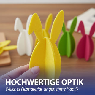 Hase mit Schlappohr 4er Set zum Aufstellen 'Rabbit' Polyester Filz H: 20cm / 40cm weiß gelb pink grün Osterdekoration Osterhase zum Stecken Dekofigur Steckfigur