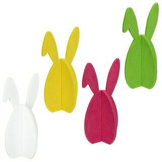 Hase mit Schlappohr 4er Set zum Aufstellen 'Rabbit' Polyester Filz H: 20cm / 40cm weiß gelb pink grün Osterdekoration Osterhase zum Stecken Dekofigur Steckfigur