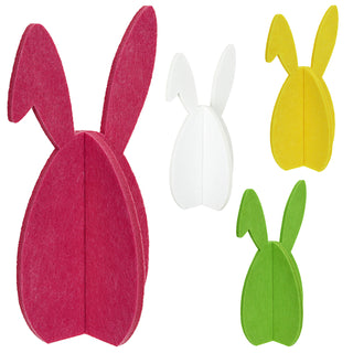 Hase mit Schlappohr 4er Set zum Aufstellen 'Rabbit' Polyester Filz H: 20cm / 40cm weiß gelb pink grün Osterdekoration Osterhase zum Stecken Dekofigur Steckfigur