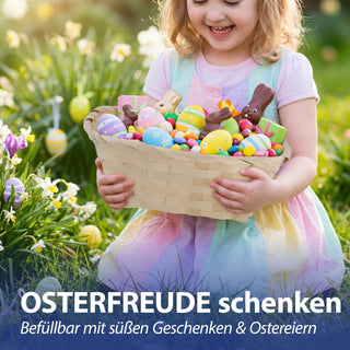 Osterkorb 3er Set rechteckig natur grün gelb Bambus 20x8x13cm Osterdekoration Osternest Korb geflochten Körbchen für Ostereier