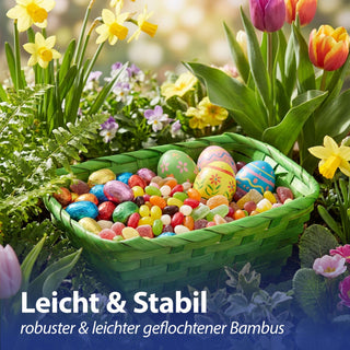Osterkorb 3er Set rechteckig natur grün gelb Bambus 20x8x13cm Osterdekoration Osternest Korb geflochten Körbchen für Ostereier