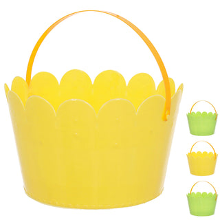 Osterkörbchen mit Henkel 4er Set rund grün gelb Kunststoff Ø20x12,5cm Osterdekoration Osternest Henkelkorb für Ostereier