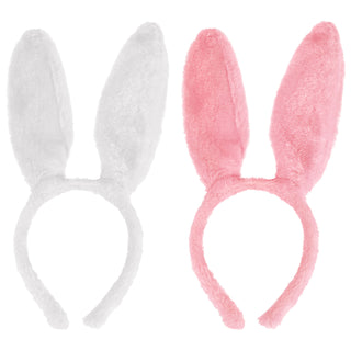Haarreif Bunny 6er Set pink weiß Polyester 19x29x2cm Osterdeko JGA Verkleidung Party-Accessoire Reif mit Hasenohren Plüsch