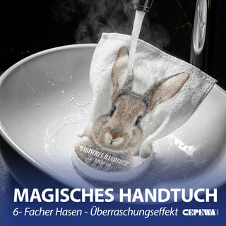 Magisches Handtuch Hase 6er Set 30x30cm Baumwolle Waschlappen Zaubertuch Zauberhandtuch Tuch Osterhase Ostergeschenk