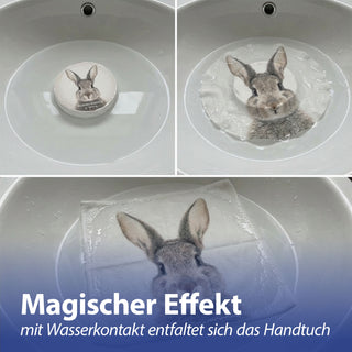 Magisches Handtuch Hase 6er Set 30x30cm Baumwolle Waschlappen Zaubertuch Zauberhandtuch Tuch Osterhase Ostergeschenk