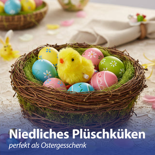 Hüpfendes Küken zum Aufziehen 12er Set Display | 5x8x7cm gelb Kunststoff Plüsch | Aufziehspielzeug Osterdekoration Osterküken